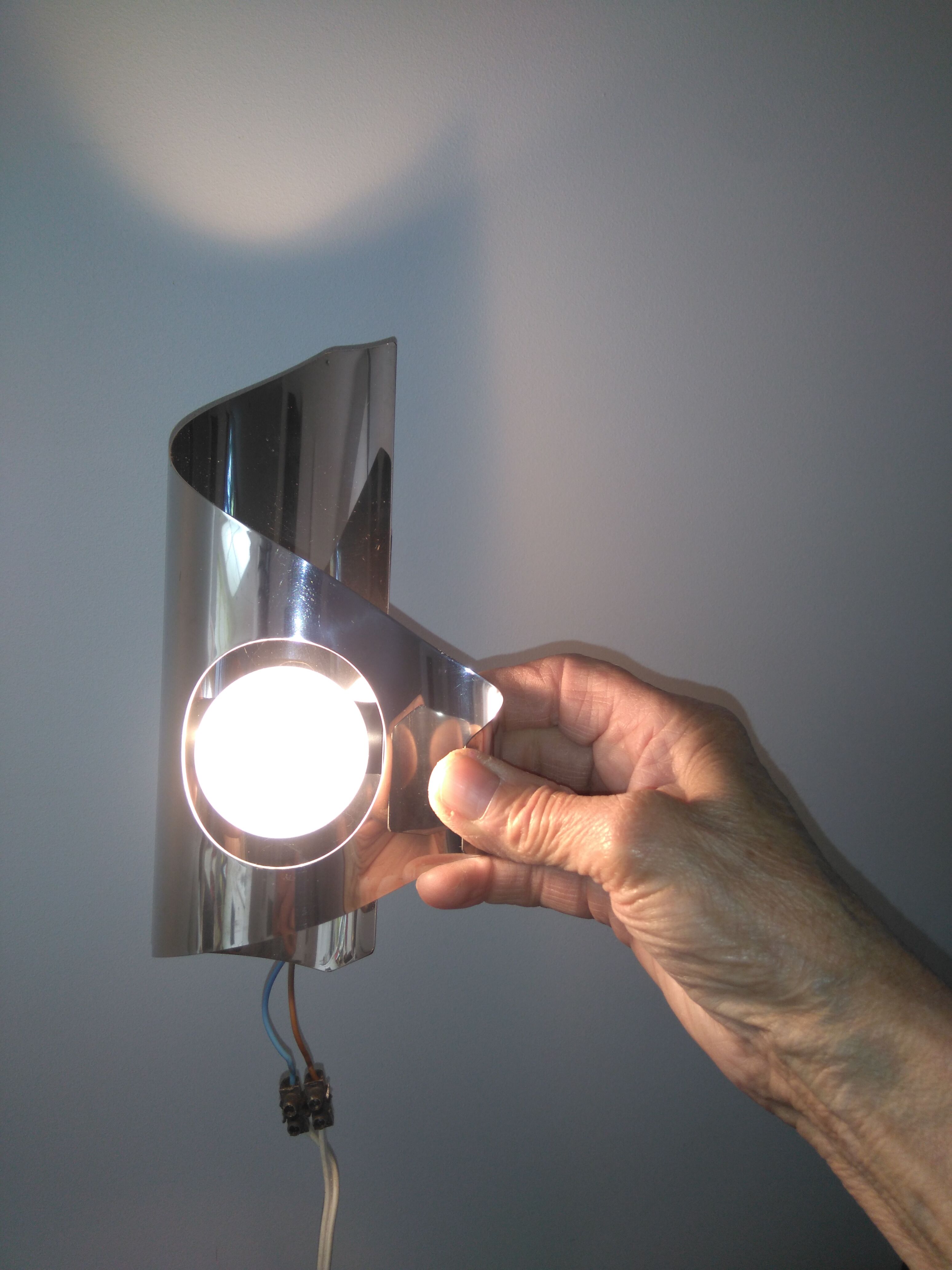 Wall light steel chrome year 70