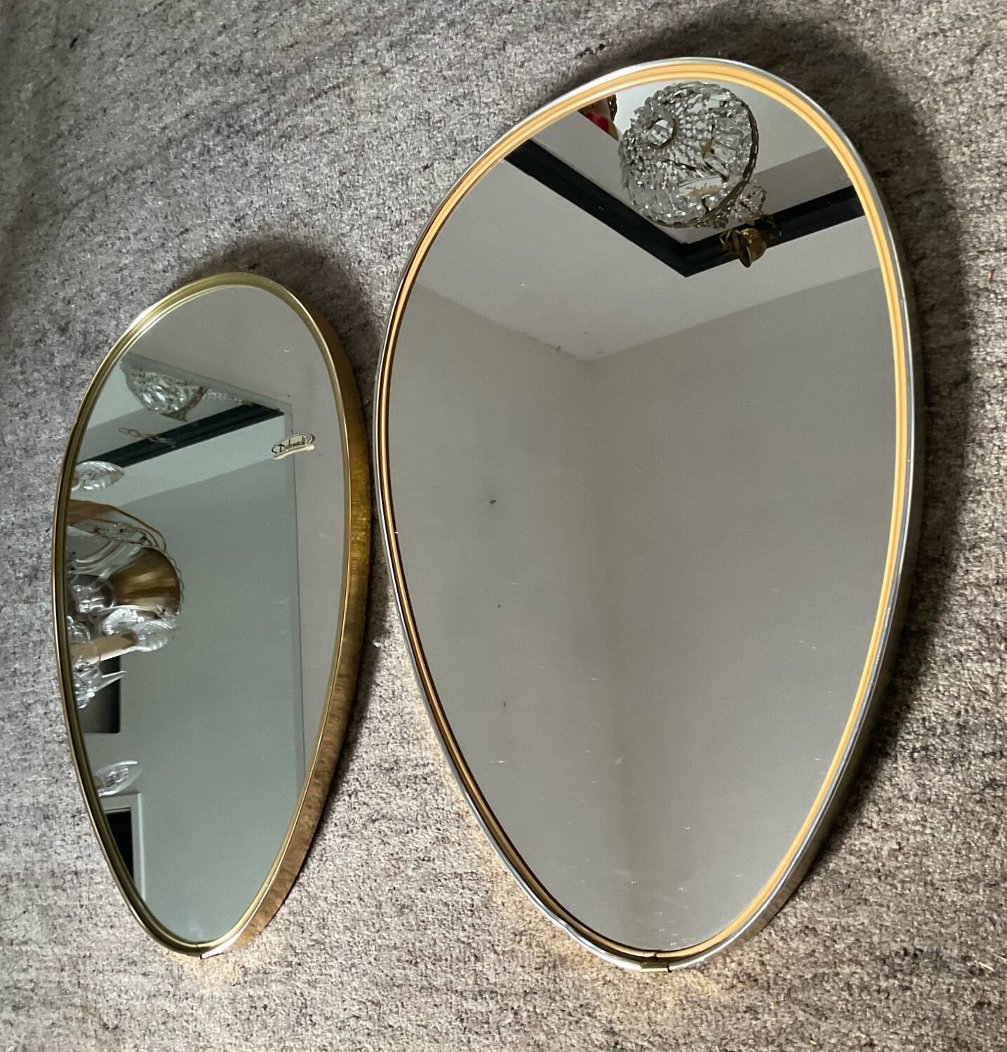 Pair of vintage free-form mirrors from the 60s and 70s