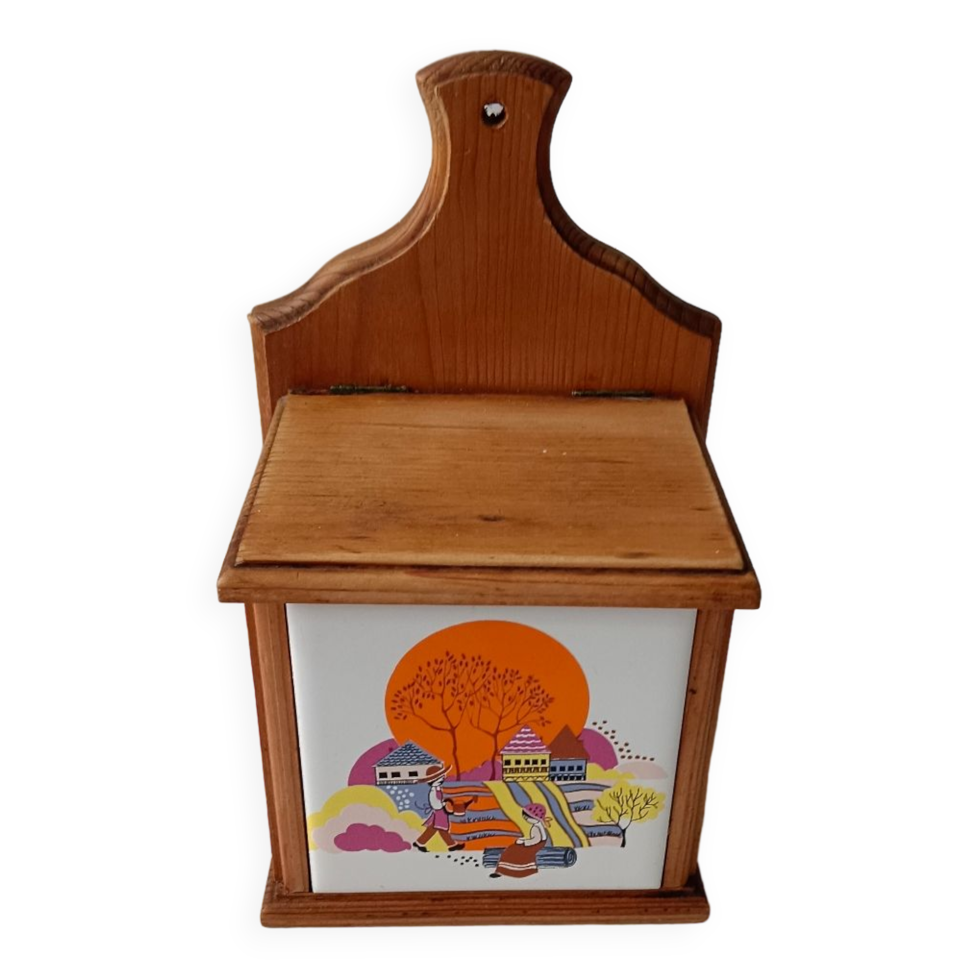 Wooden spice box and wall ceramic