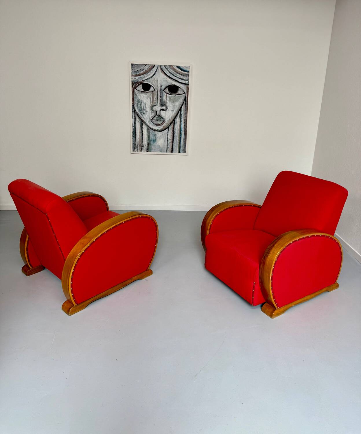 2 anciens fauteuils club art déco années 30 structure bois courbé