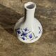 Small vintage white soliflore vase with blue geometric patterns H12