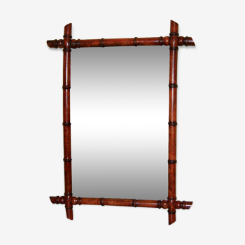 Miroir mural avec cadre en faux bambou - 84x62cm