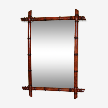 Wall mirror with faux bamboo frame - 84x62cm