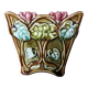 Vase, art nouveau cache pot, in barbotine, Onnaing majolica with floral motif.