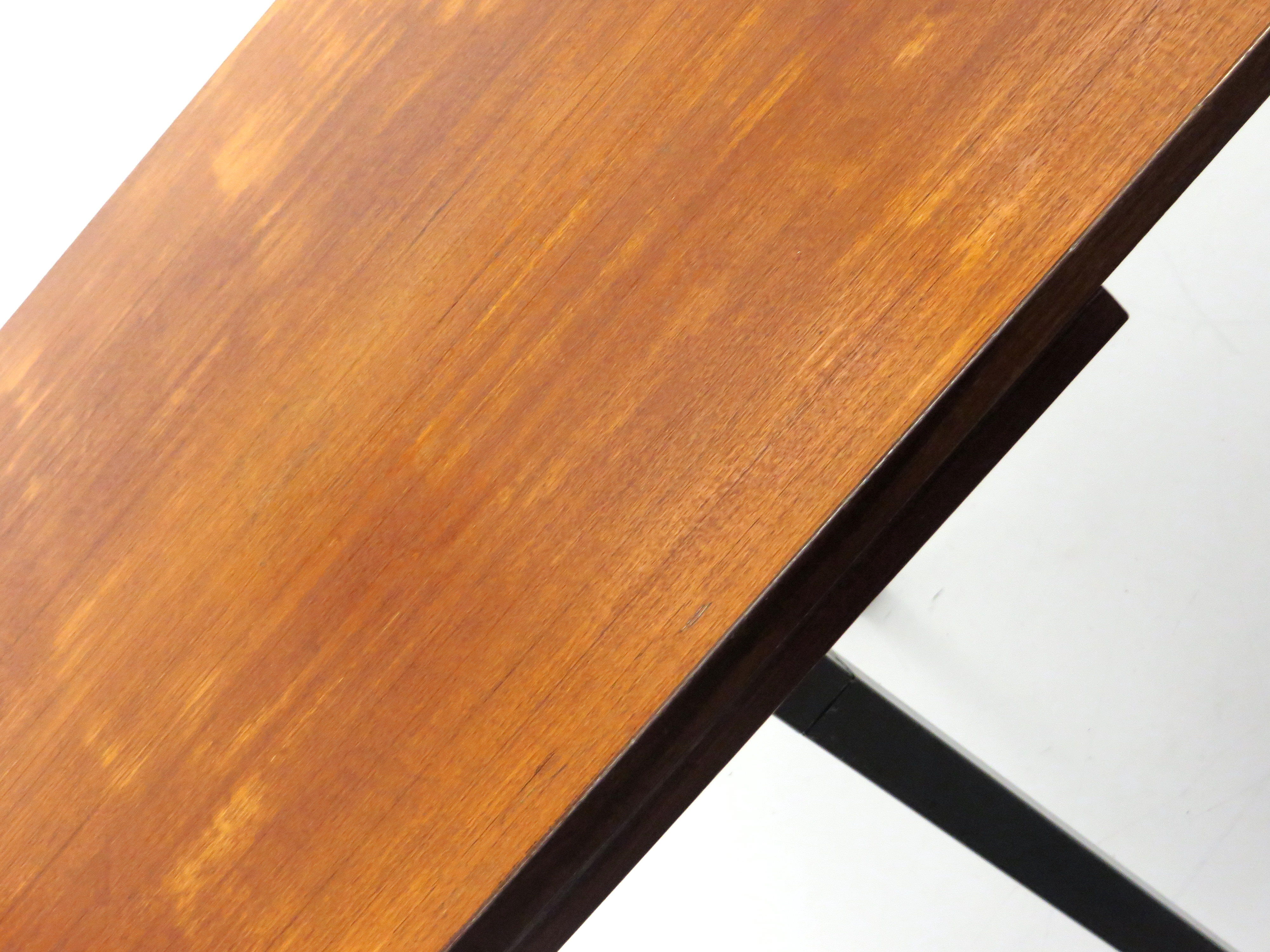 Extendable vintage dining table from Brabantia with metal frame and teak top