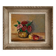 Antique oil painting on canvas with flowers and apples