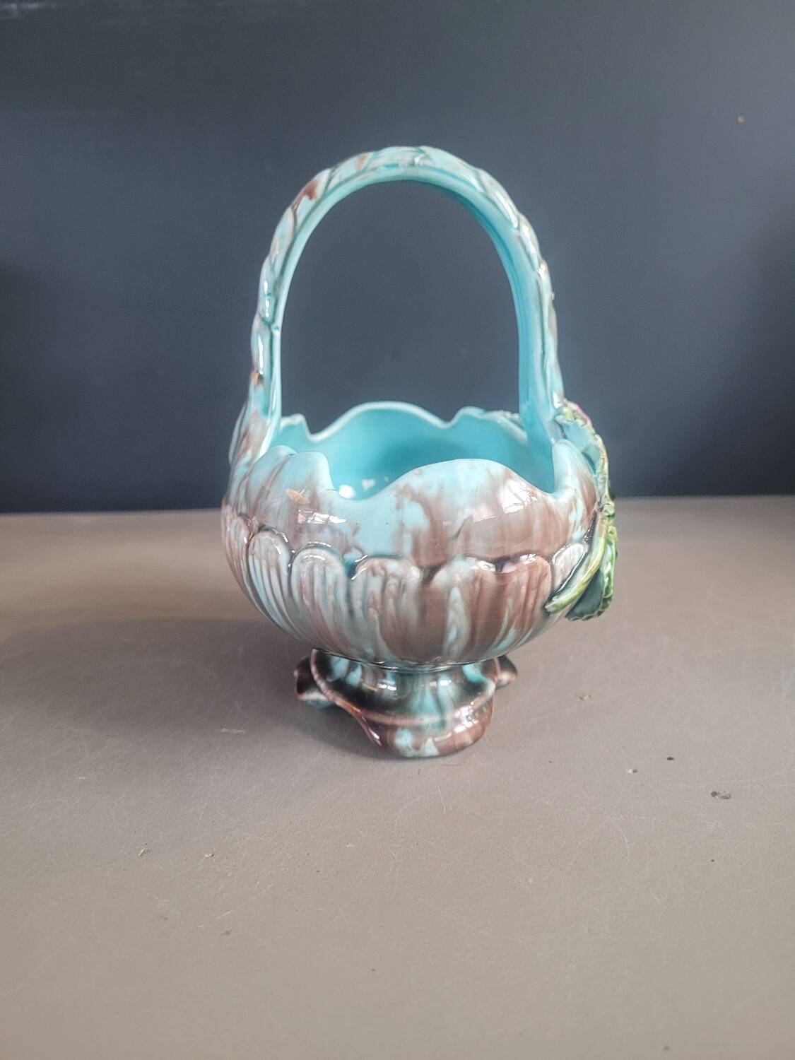 Antique slip basket pot