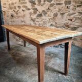 Antique French country dining table – Oak base and pine top, circa 1900