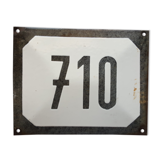 Old plate 25x20 cm enamel bulging house number 710
