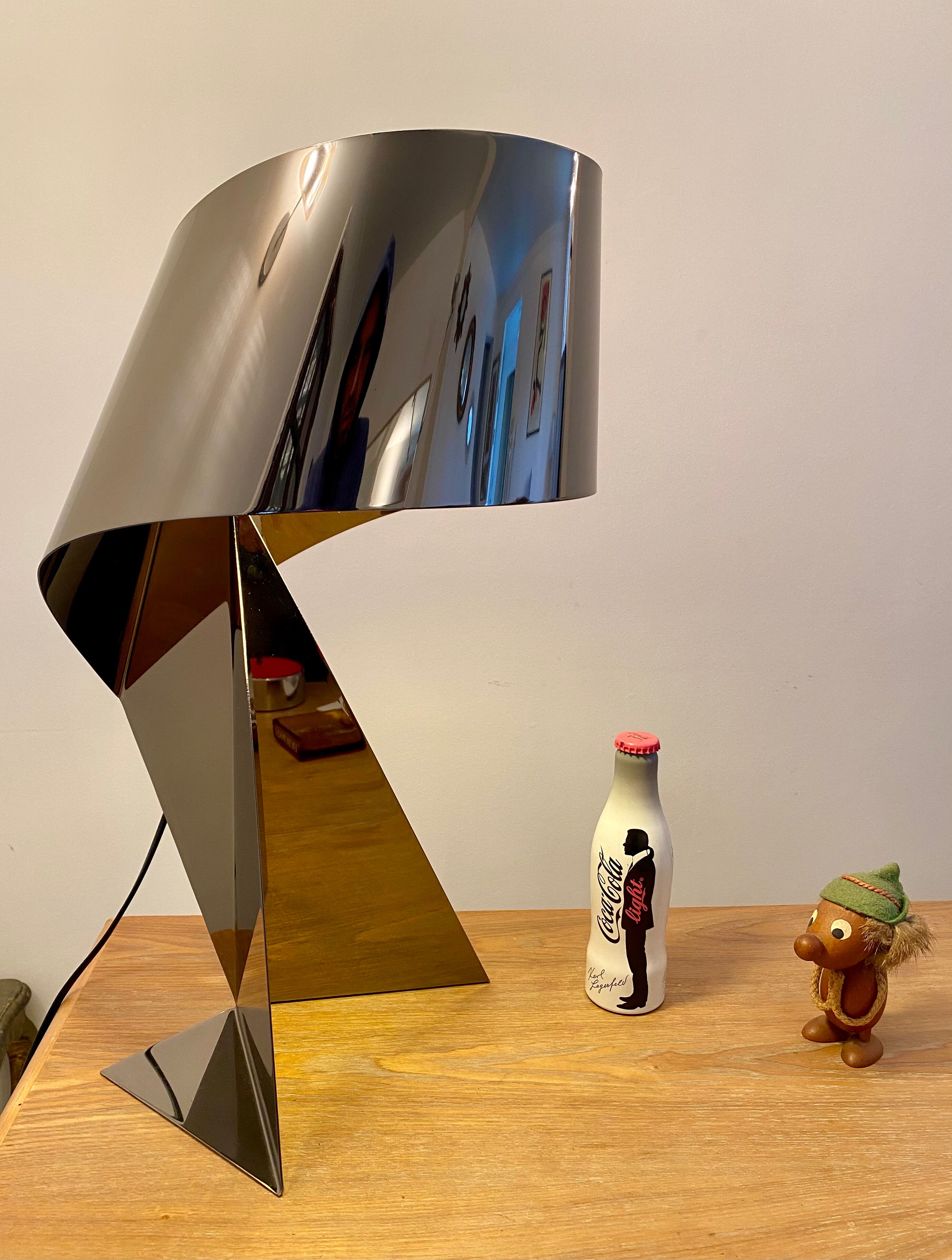 Ribbon salon lamp design Claire Norcross limited edition chrome brown