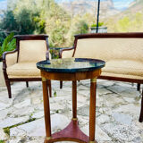 Empire side table in mahogany and mahogany veneer.