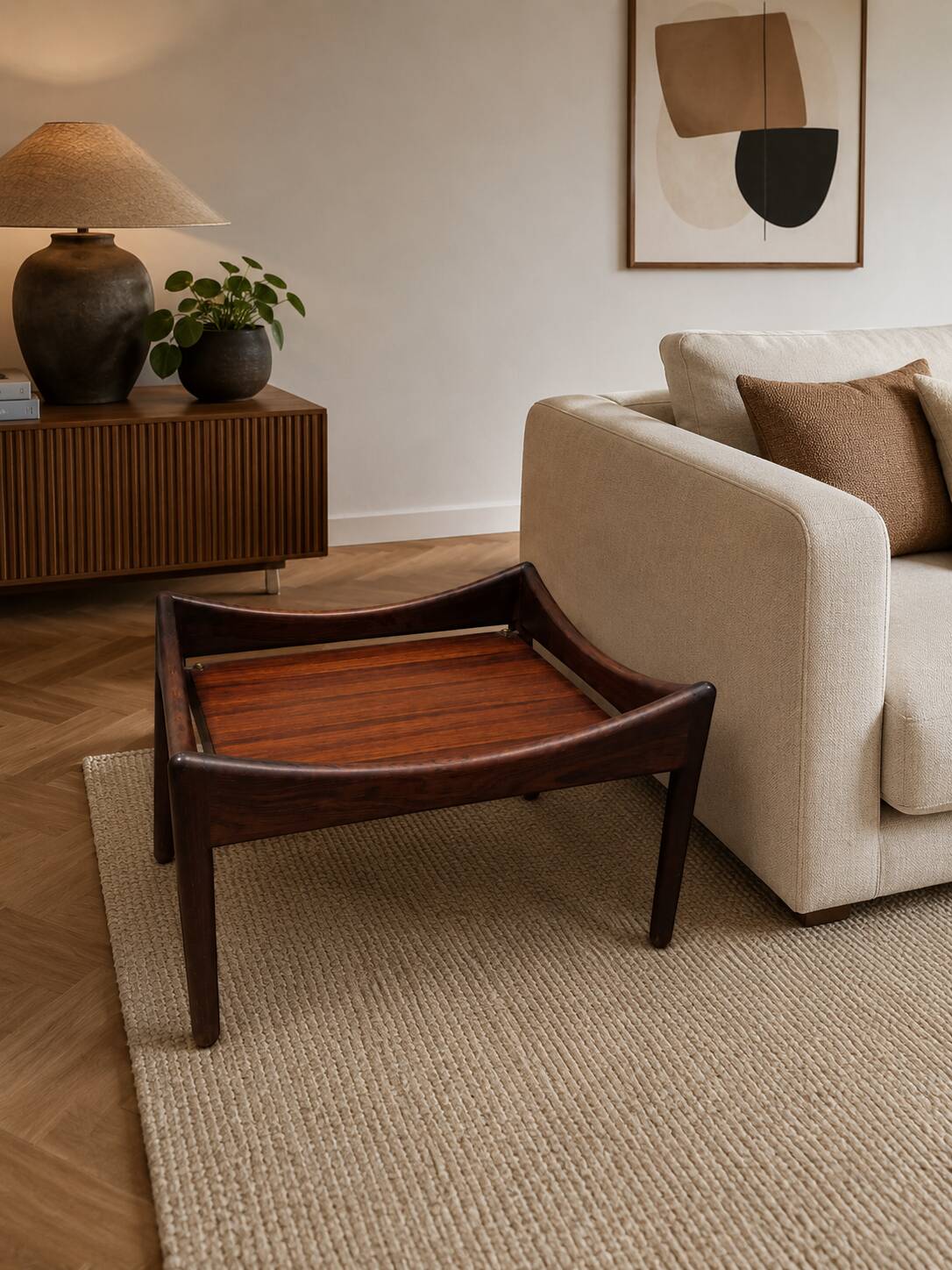 Table basse danoise en palissandre attribuée à Kristian Vedel – années 60