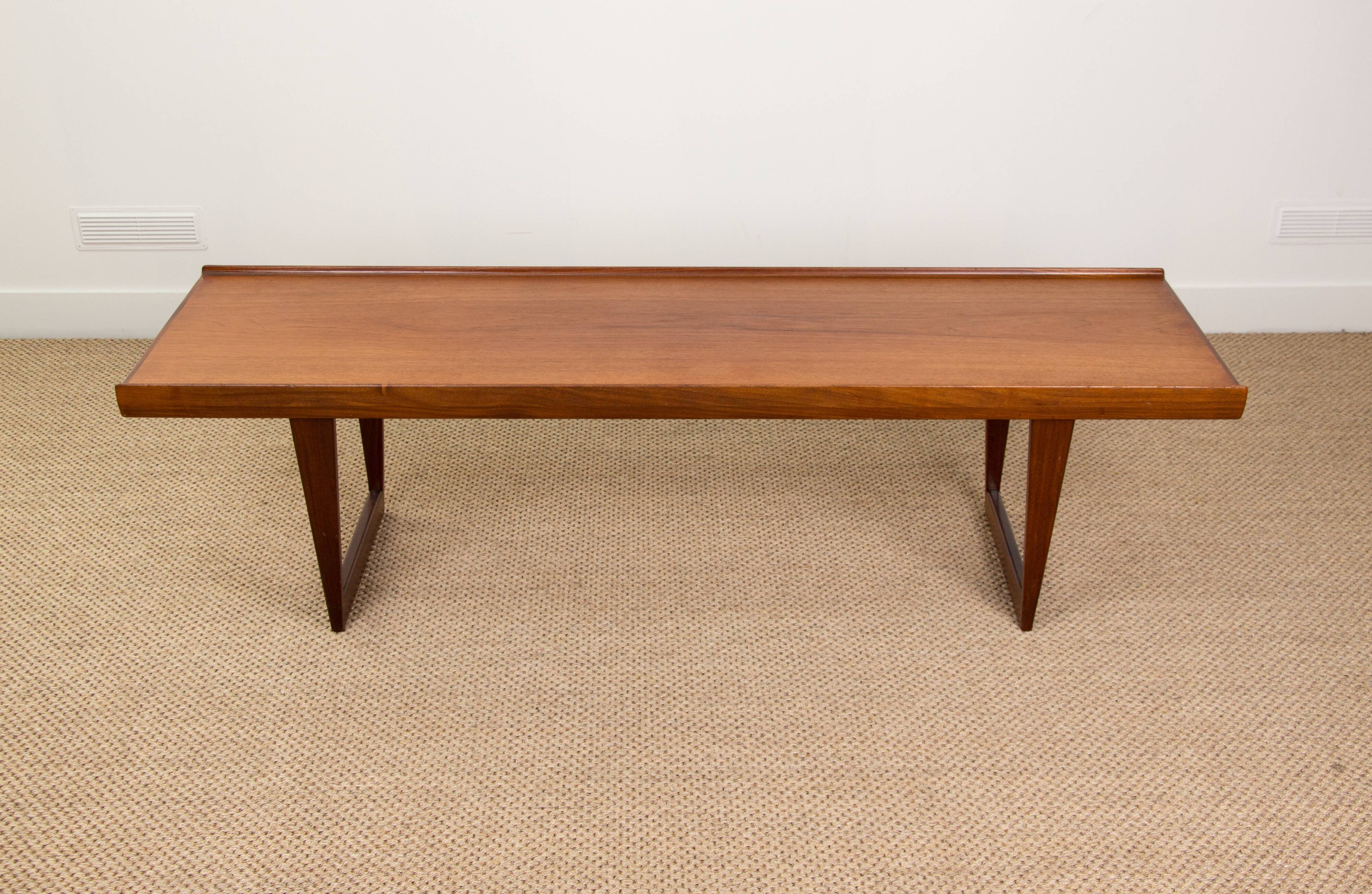 Large coffee table, or bench, Danish in teak by Peter Lovig Nielsen 1960.