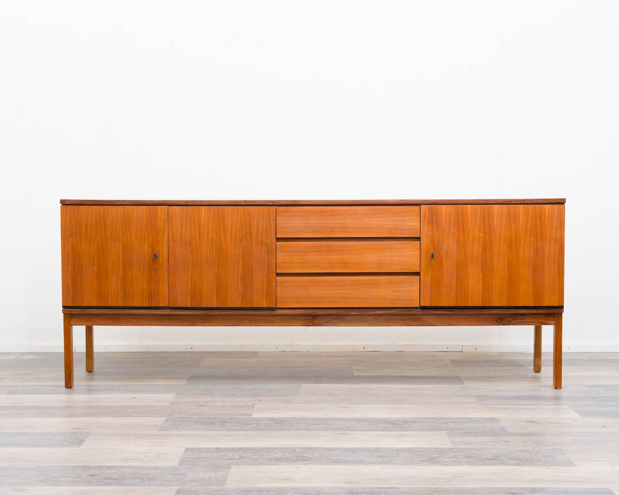 1960s walnut enfilade, sleek design, restored.
