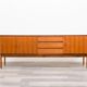 1960s walnut enfilade, designed with clean lines, restored.