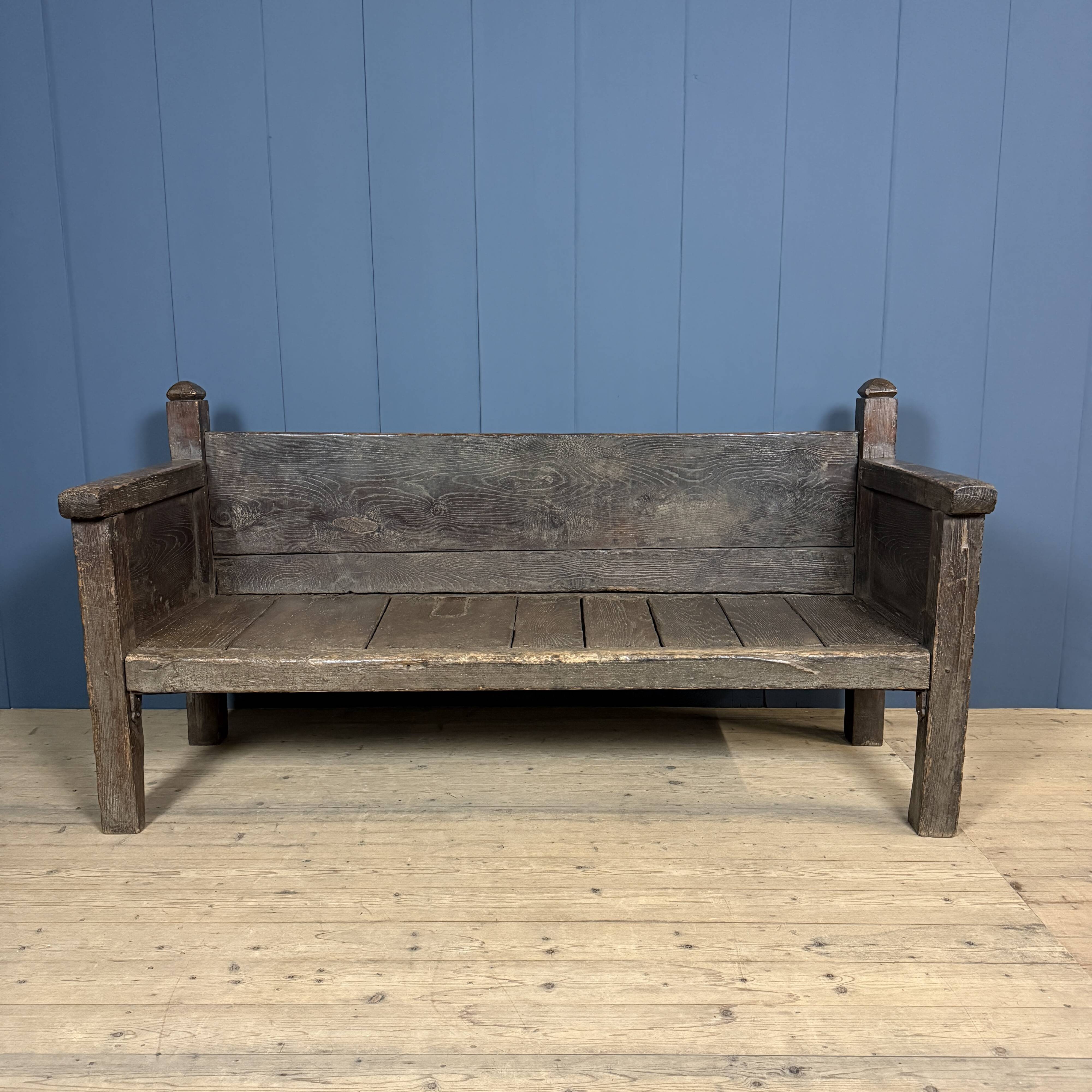 Antique Spanish chestnut wood bench from the 18th century