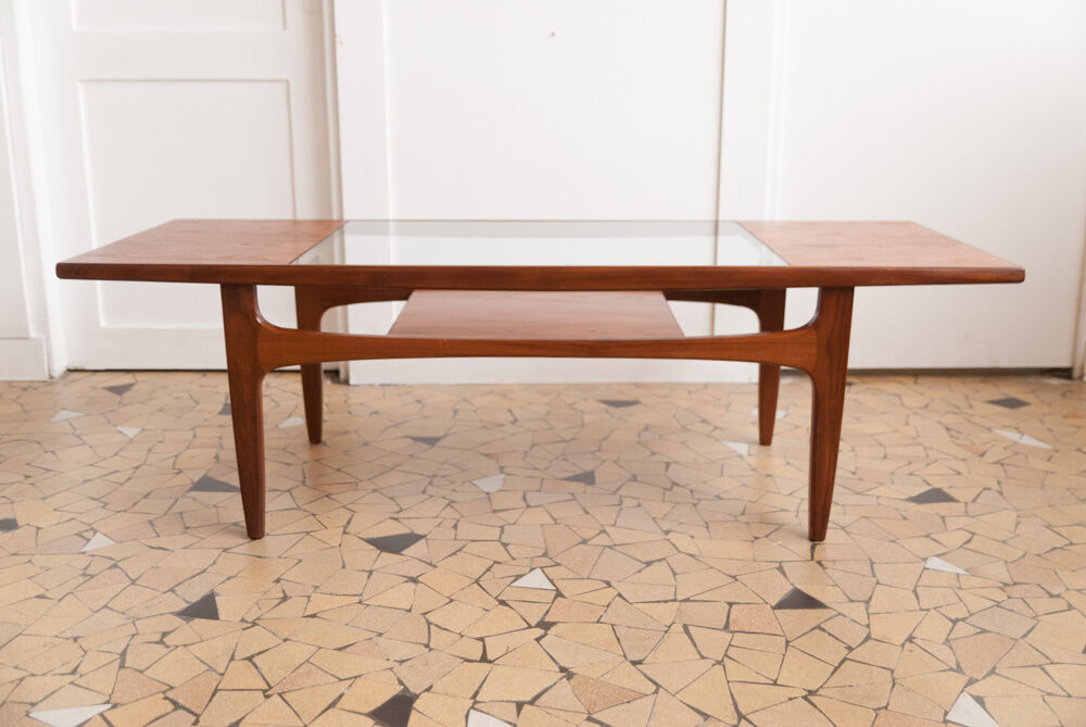 Gplan teak coffee table - glass