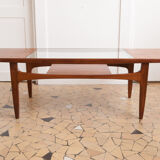 Gplan teak coffee table - glass
