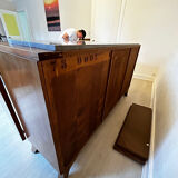 Solid wood and gray marble buffet