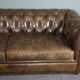 Chesterfield sofa in cowhide leather 3.5 seats