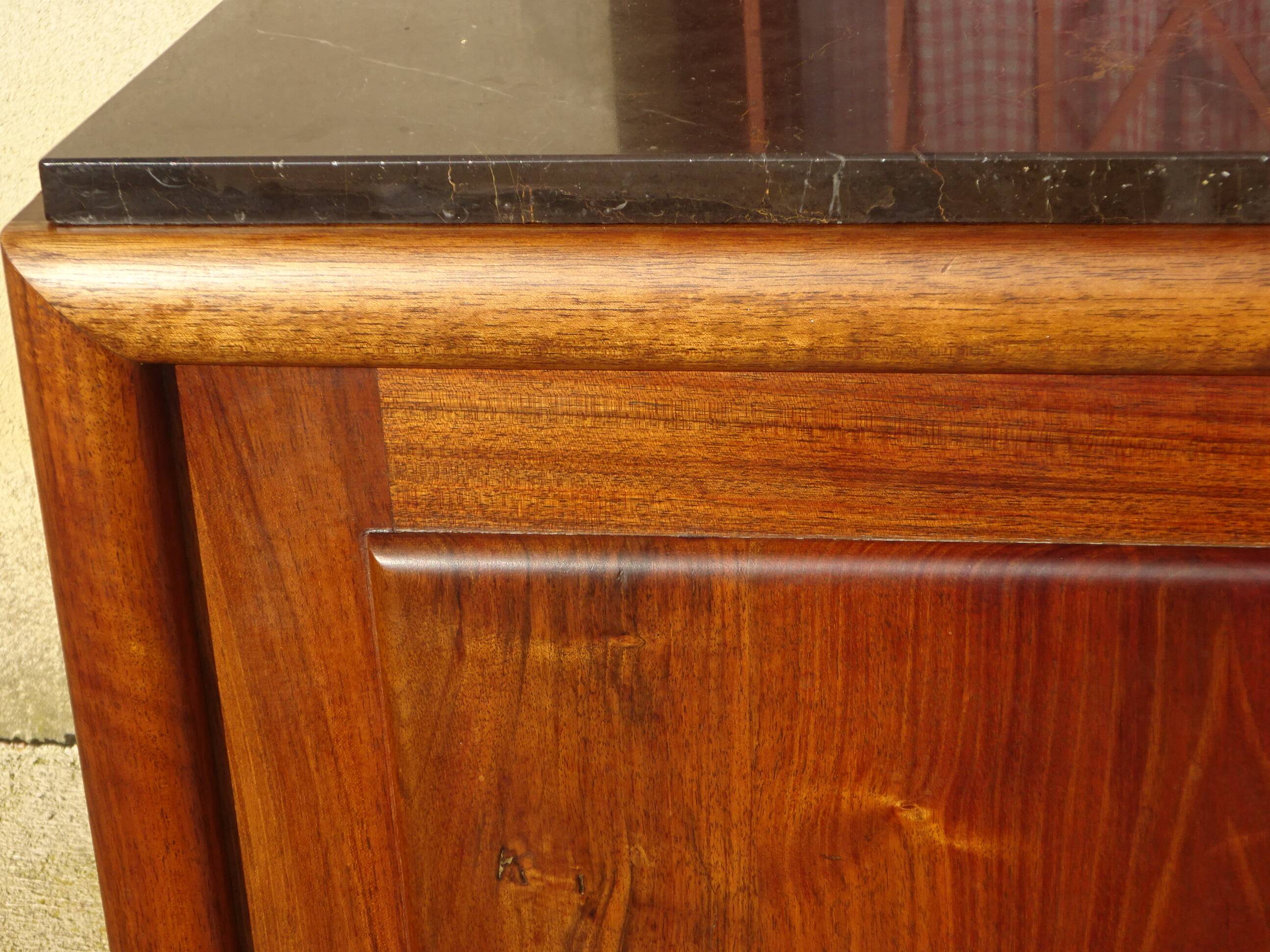 Walnut buffet with black marble top