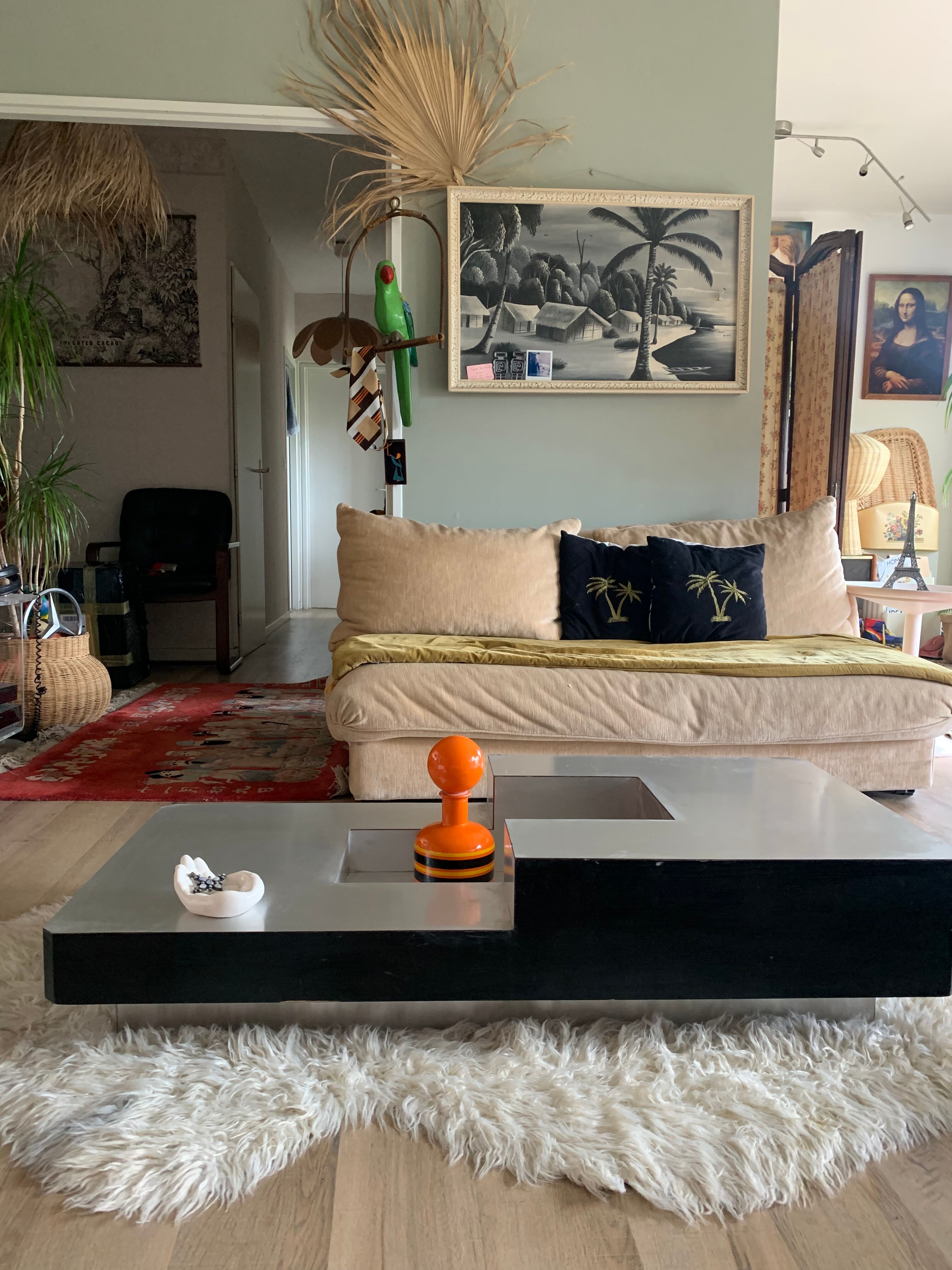 Table basse aluminium et bois
