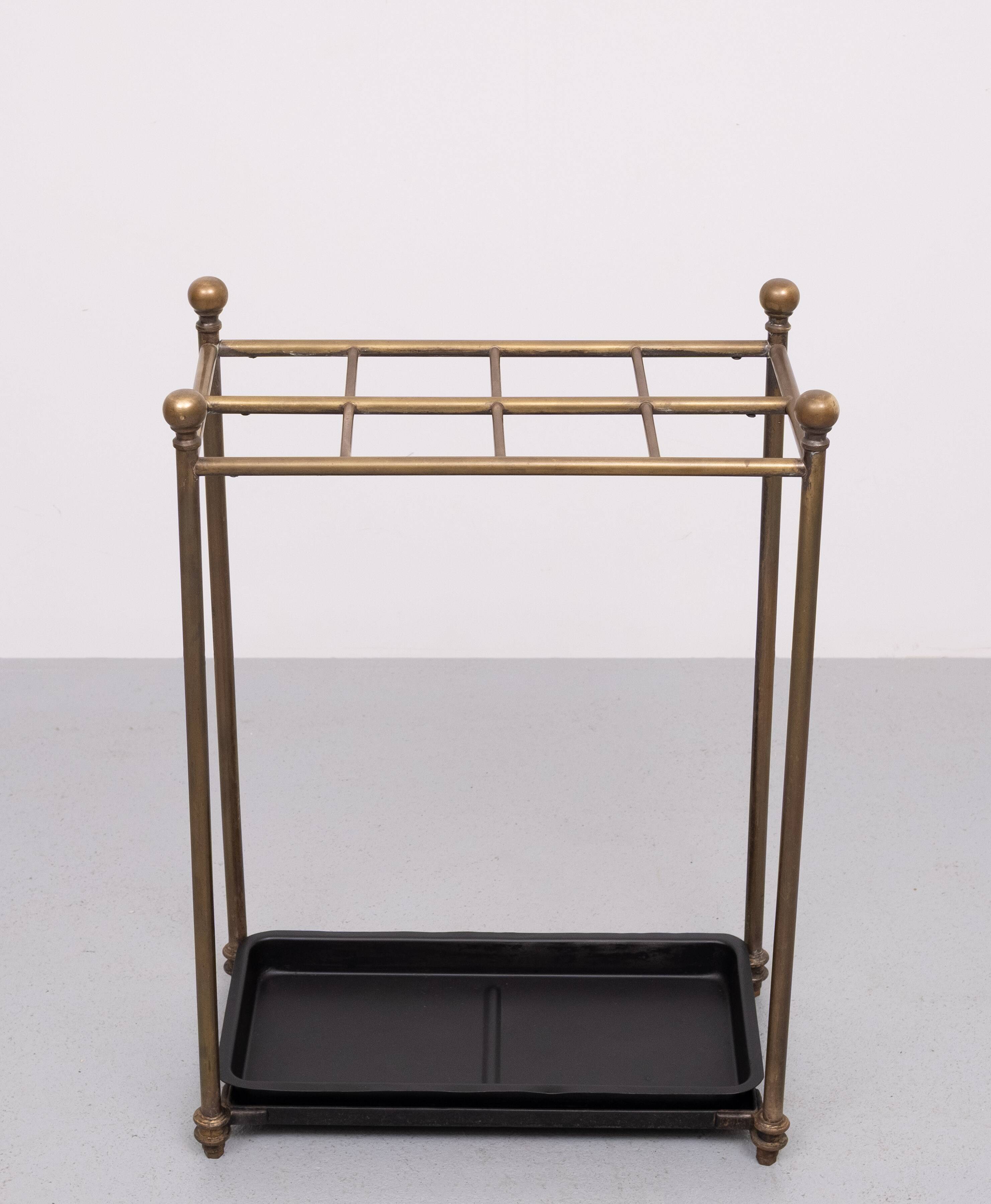 Rectangular Brass And Cast Iron Umbrella Stand. French. Circa 1900
