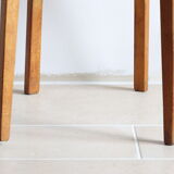 Bistro chair with bars of the 50s in wood and imitation red leather