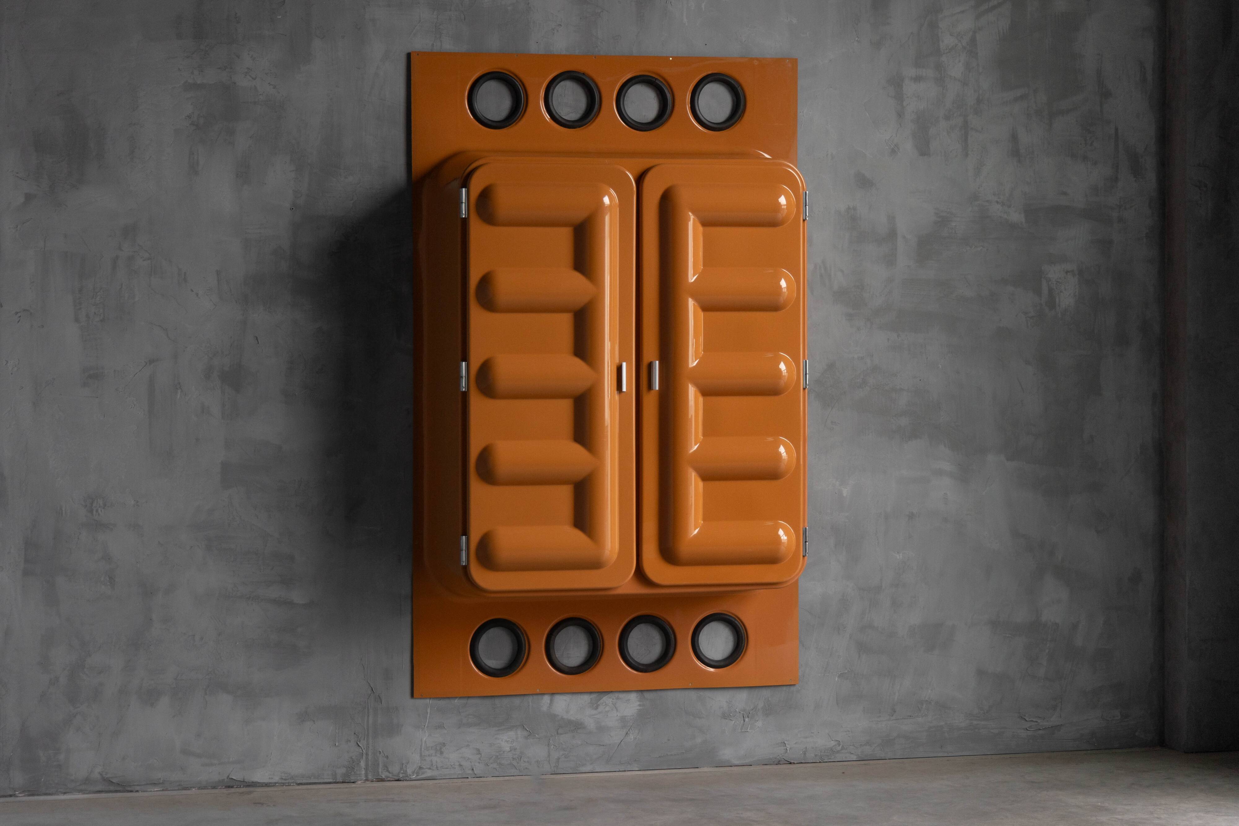 Edition Somop Wardrobe in Orange Molded Plastic, France, 1970s