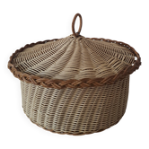 Panier vintage en osier tressé avec couvercle – Artisanat naturel