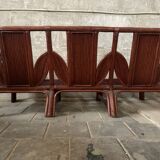 Pencil reed rattan bamboo coastal palm leaf bench sofa, Vivai del Sud 1970s