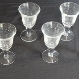 Lot de 6 verres Biot à pied, verre blanc bullé, H 15,8 cm
