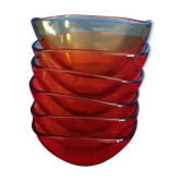 Vereco 6 ramekin set in vintage smoked amber brown glass made in France