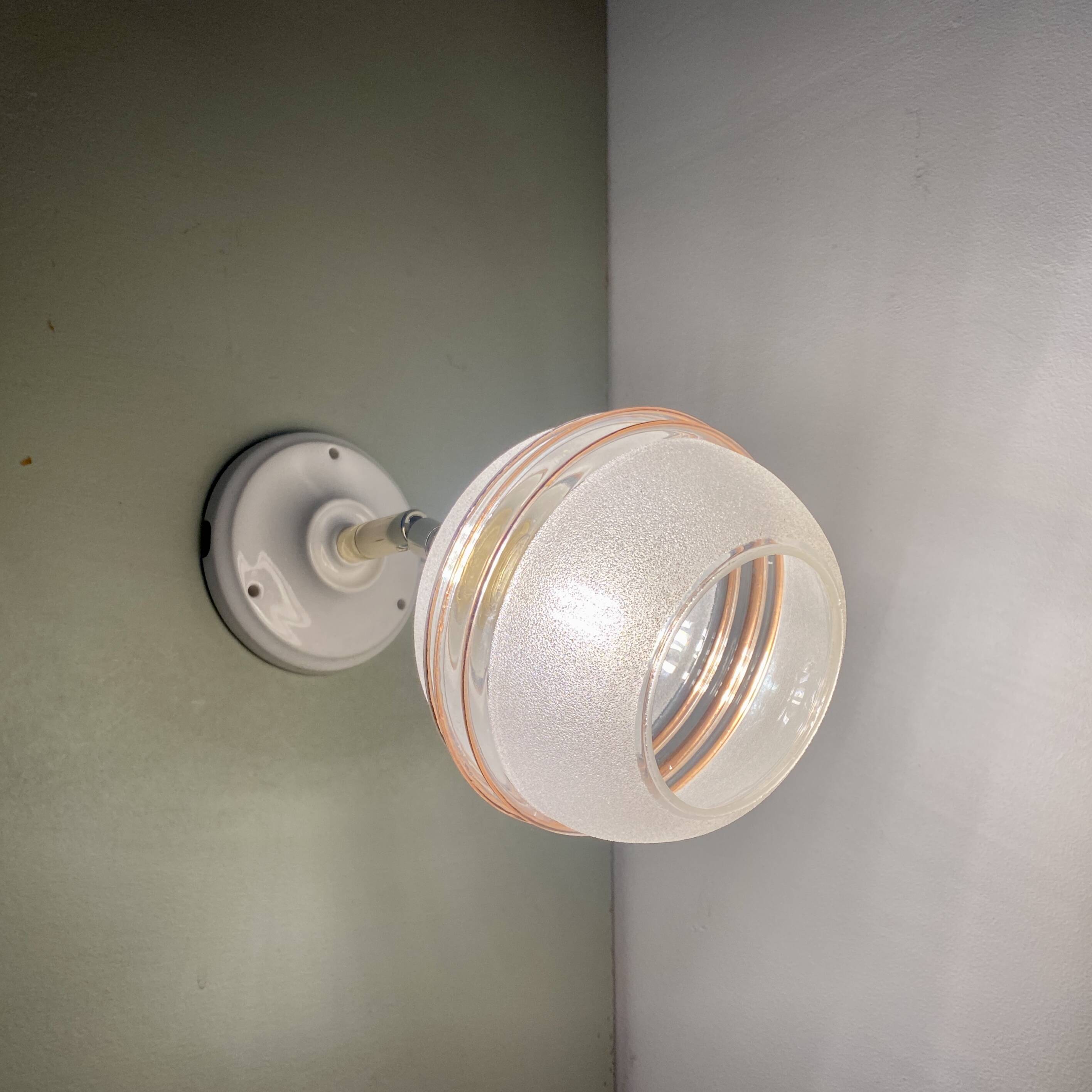 Vintage tulip wall light in green and gold granite glass