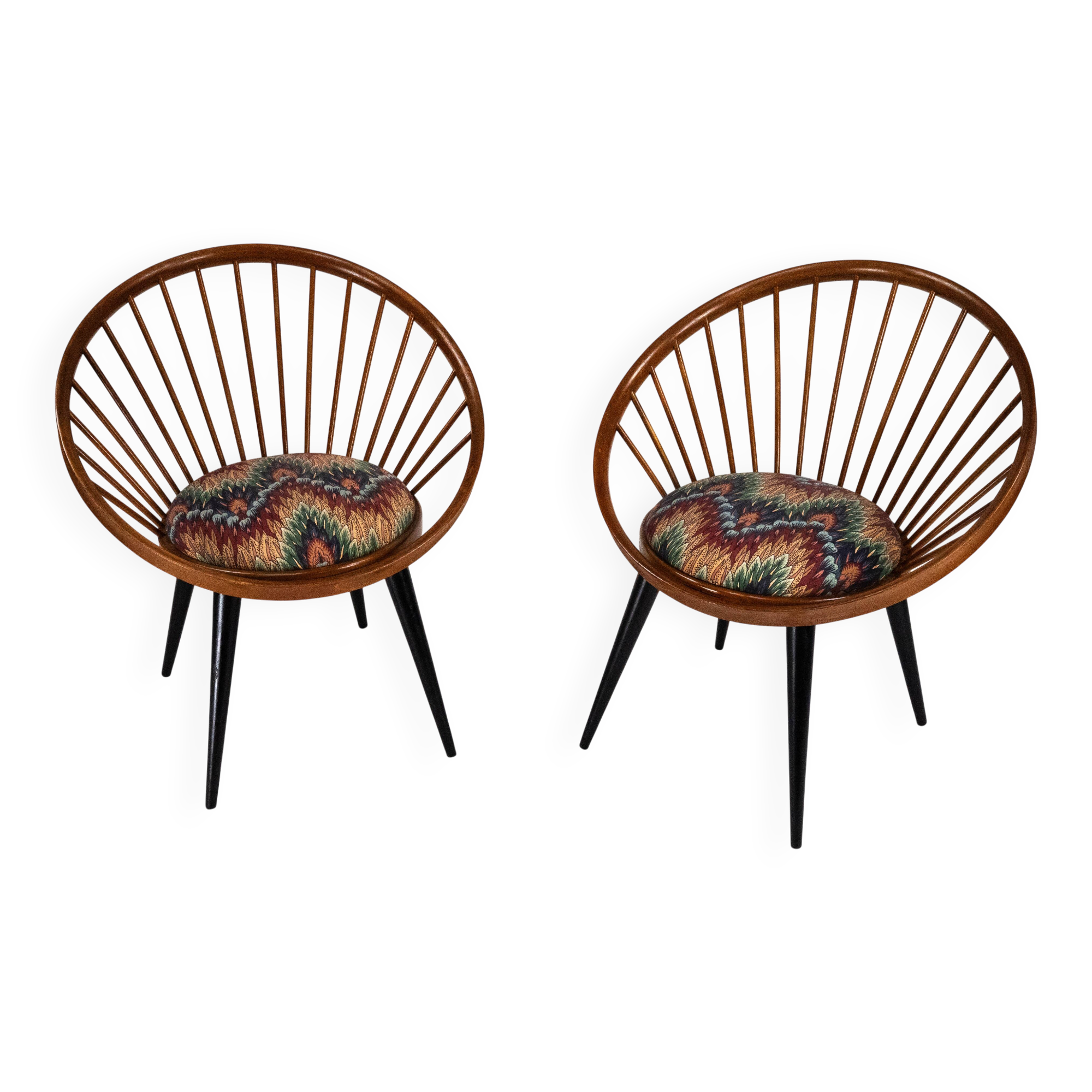 Pair of Yngve Ekström Circle Chairs for Swedese, Sweden 1950s – Original Up