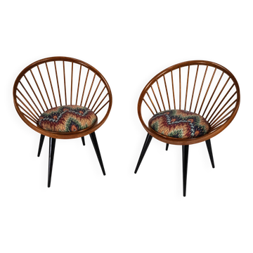Pair of Yngve Ekström Circle Chairs for Swedese, Sweden 1950s – Original Up