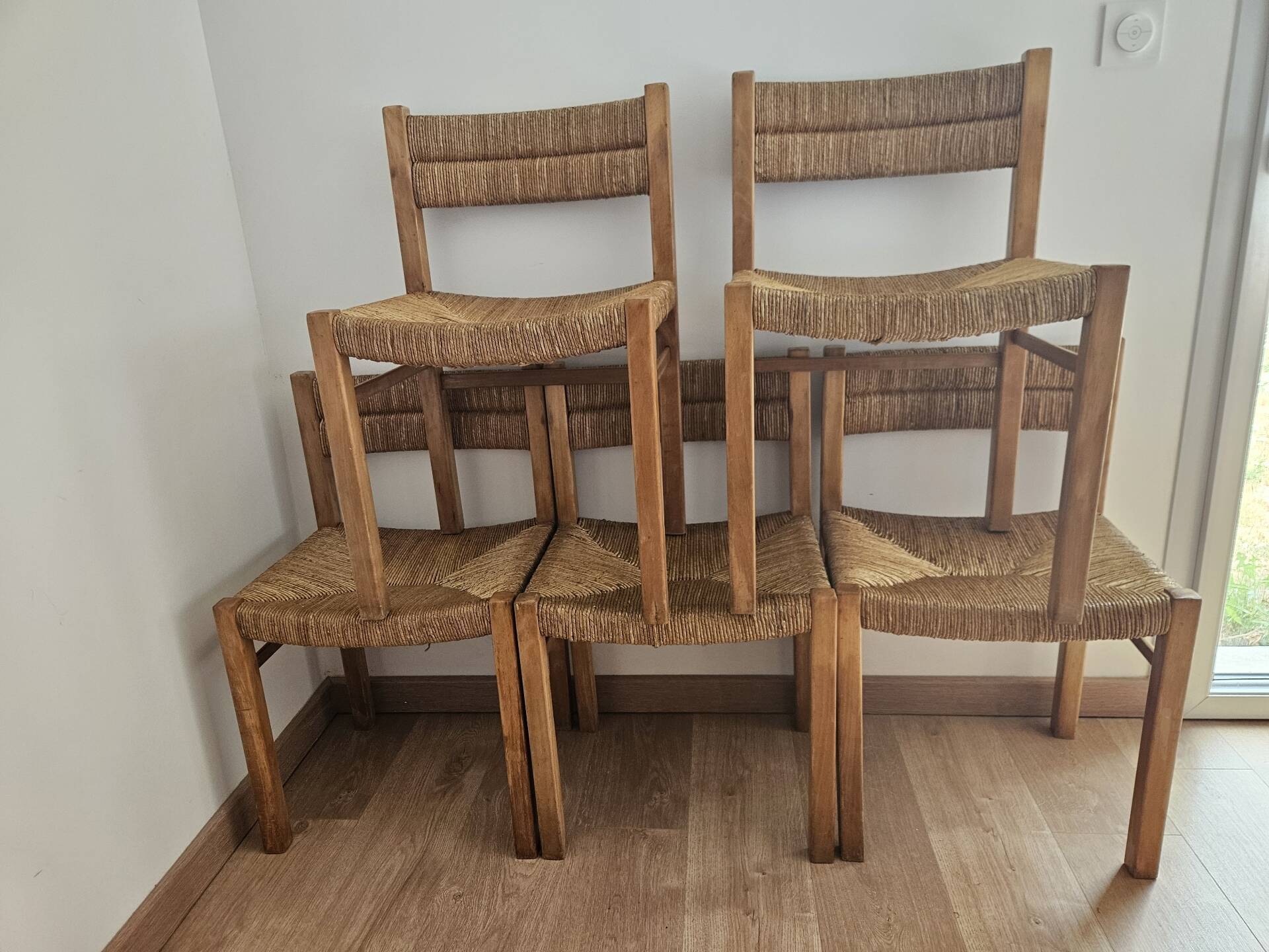 Suite de 5 chaises Pierre Gautier-Delaye, Meubles Week-End, années 60