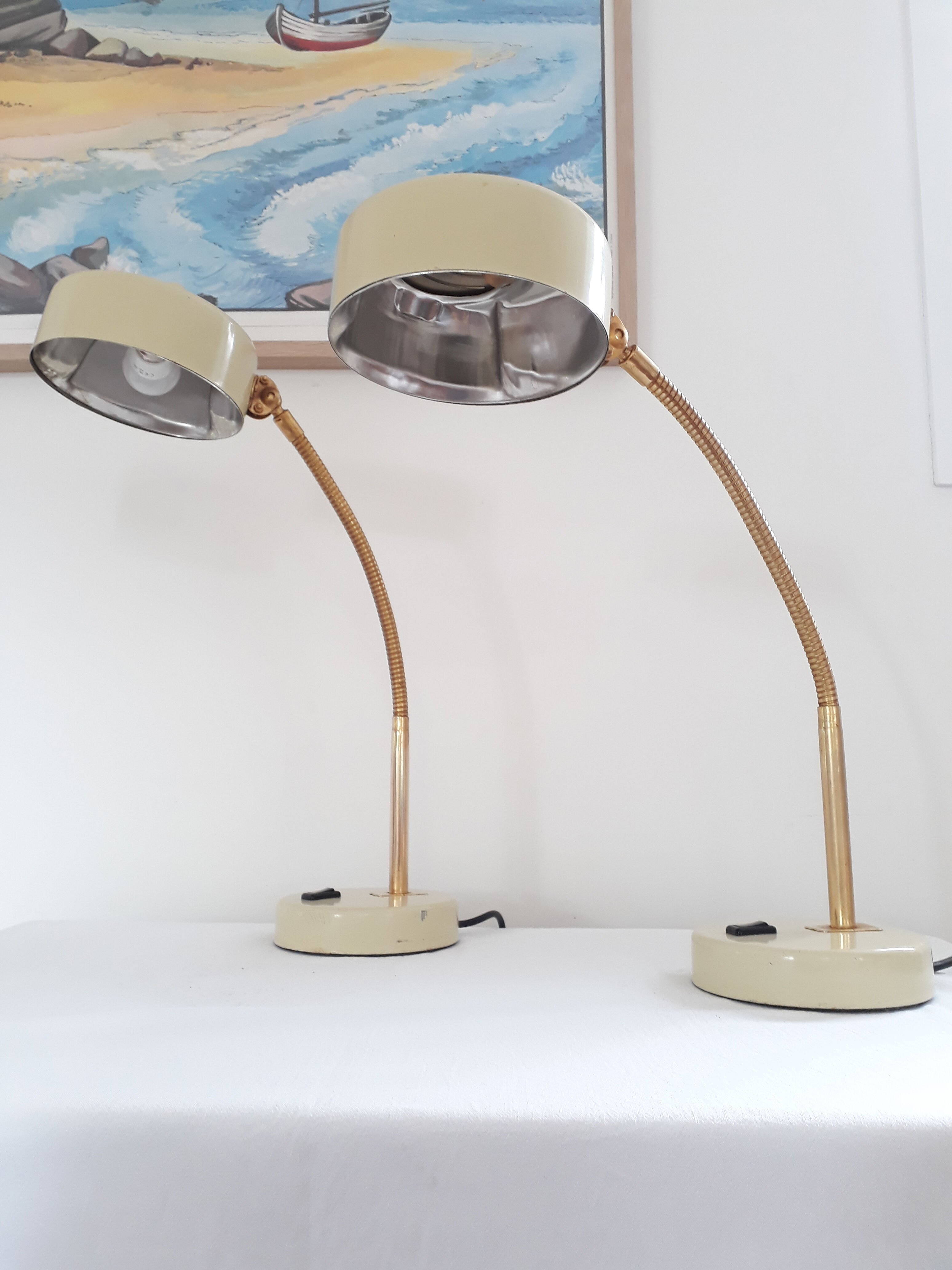 Paire de lampes de bureau vintage années 40 60