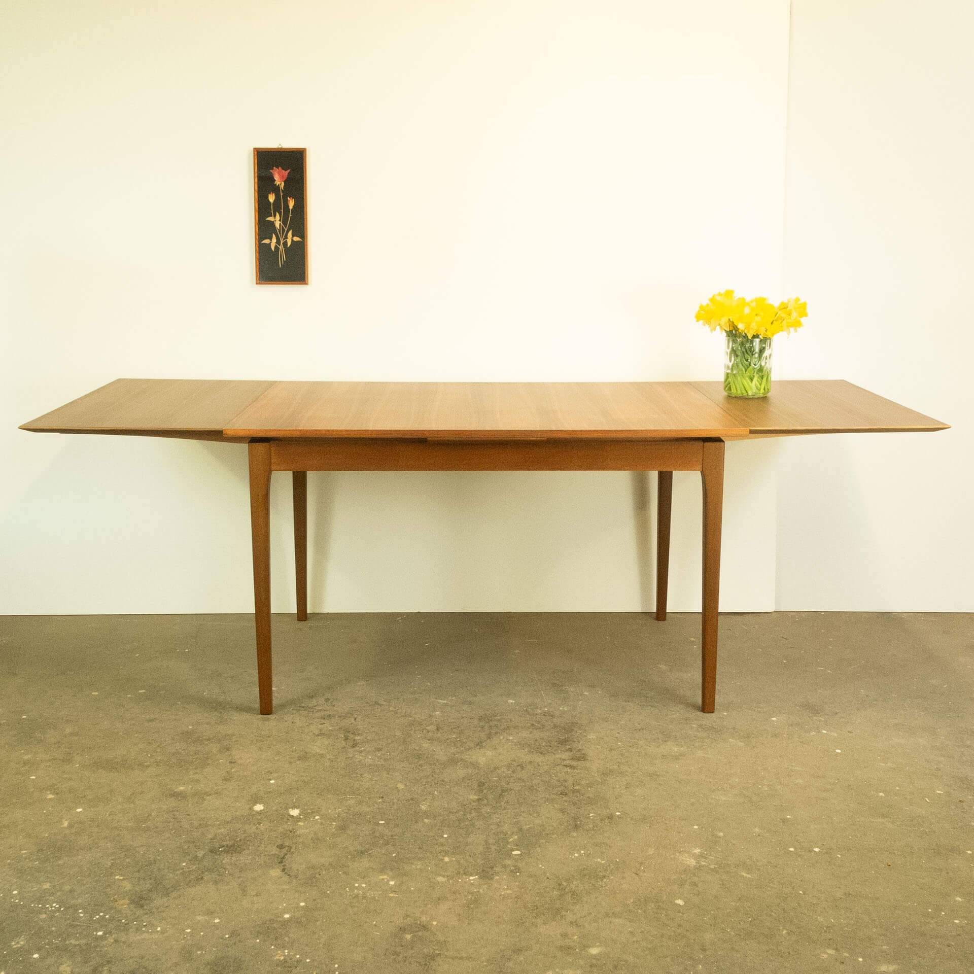 Extendable dining table by Lübke, walnut, beech, vintage from the 60s