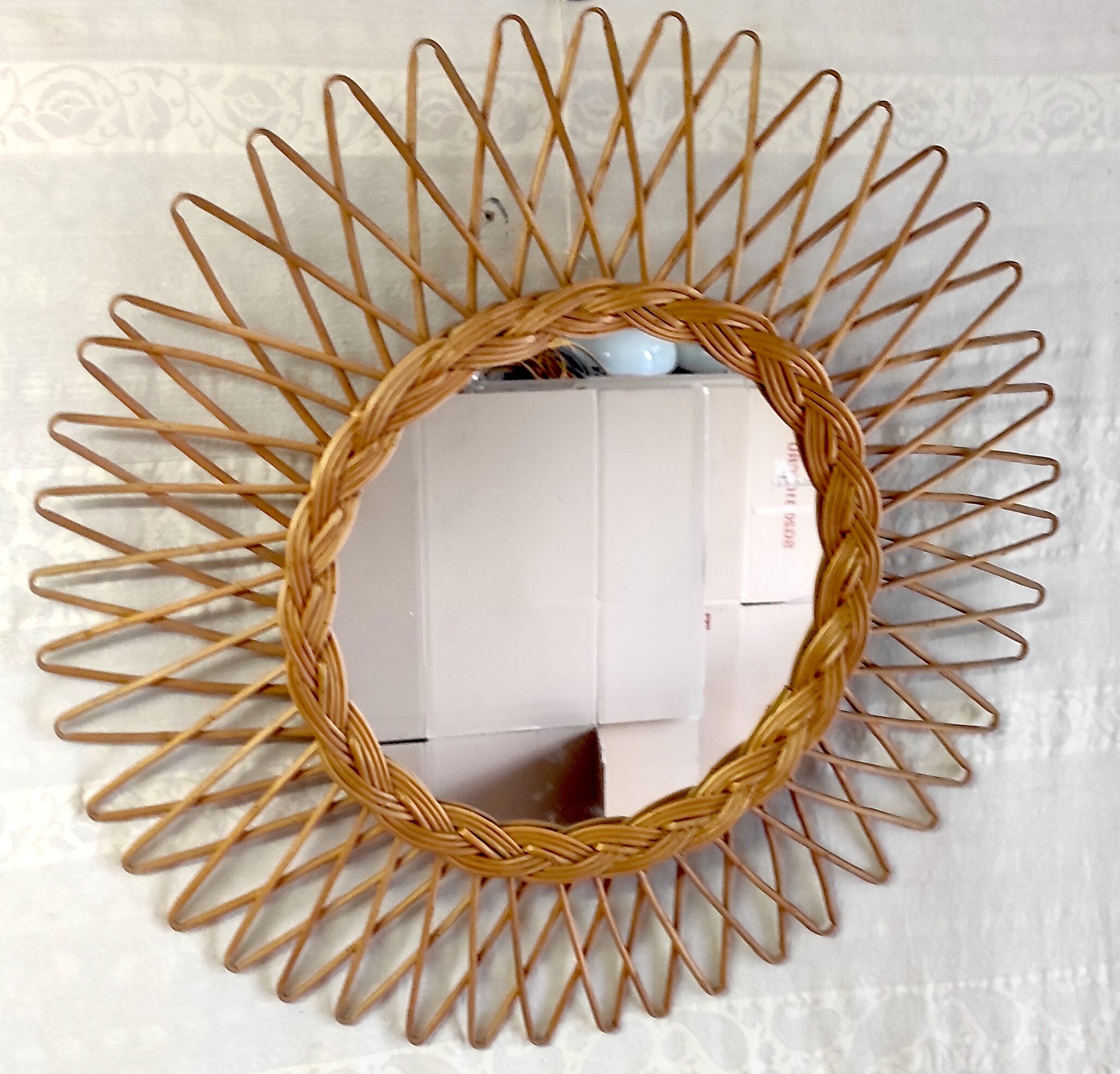 Rattan sun mirror – 50s/60s