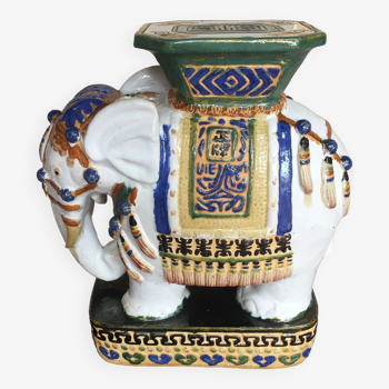 Grand elephant terre cuite vernissee emaillee ceramique de chine art déco