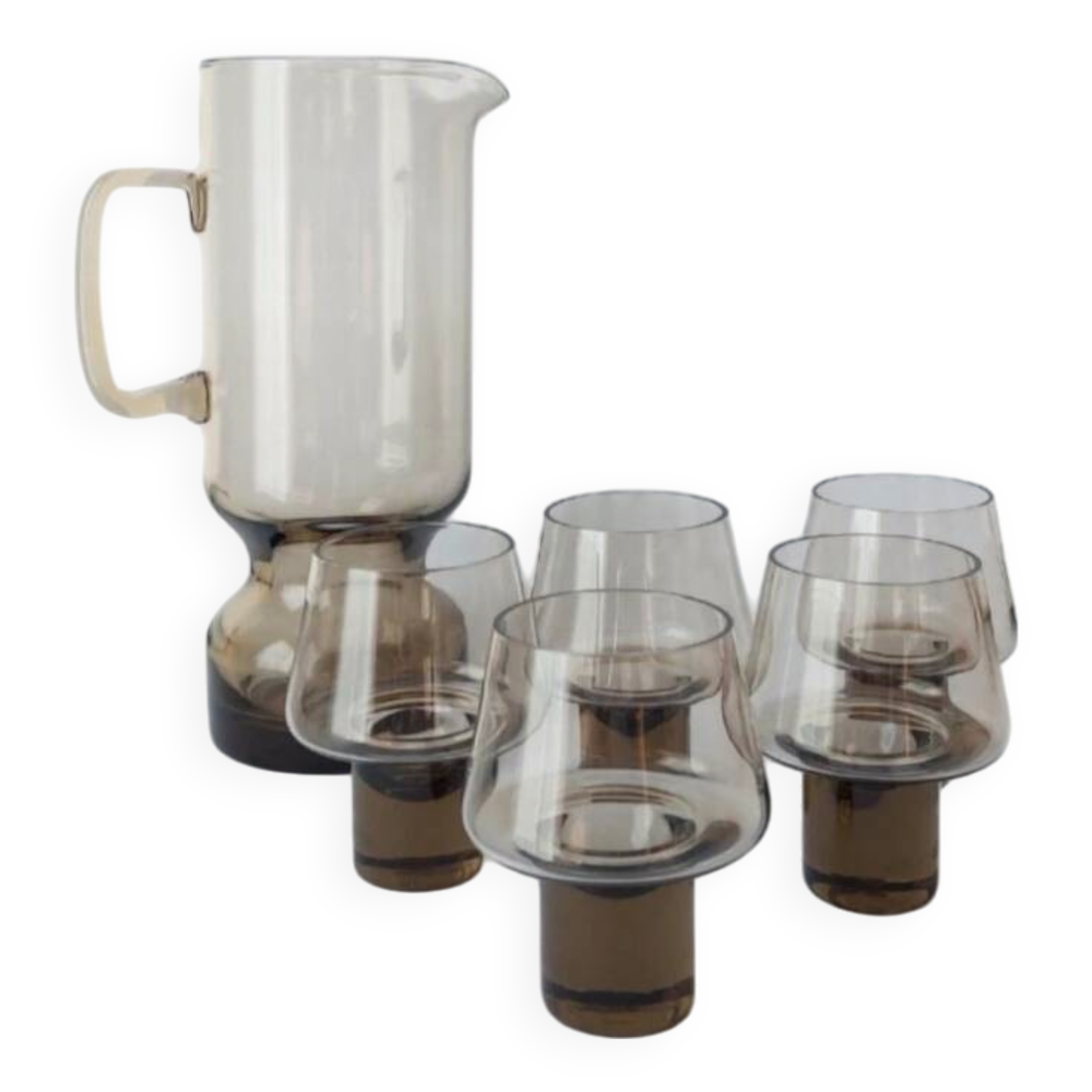 Smoked 70s carafe and glass set