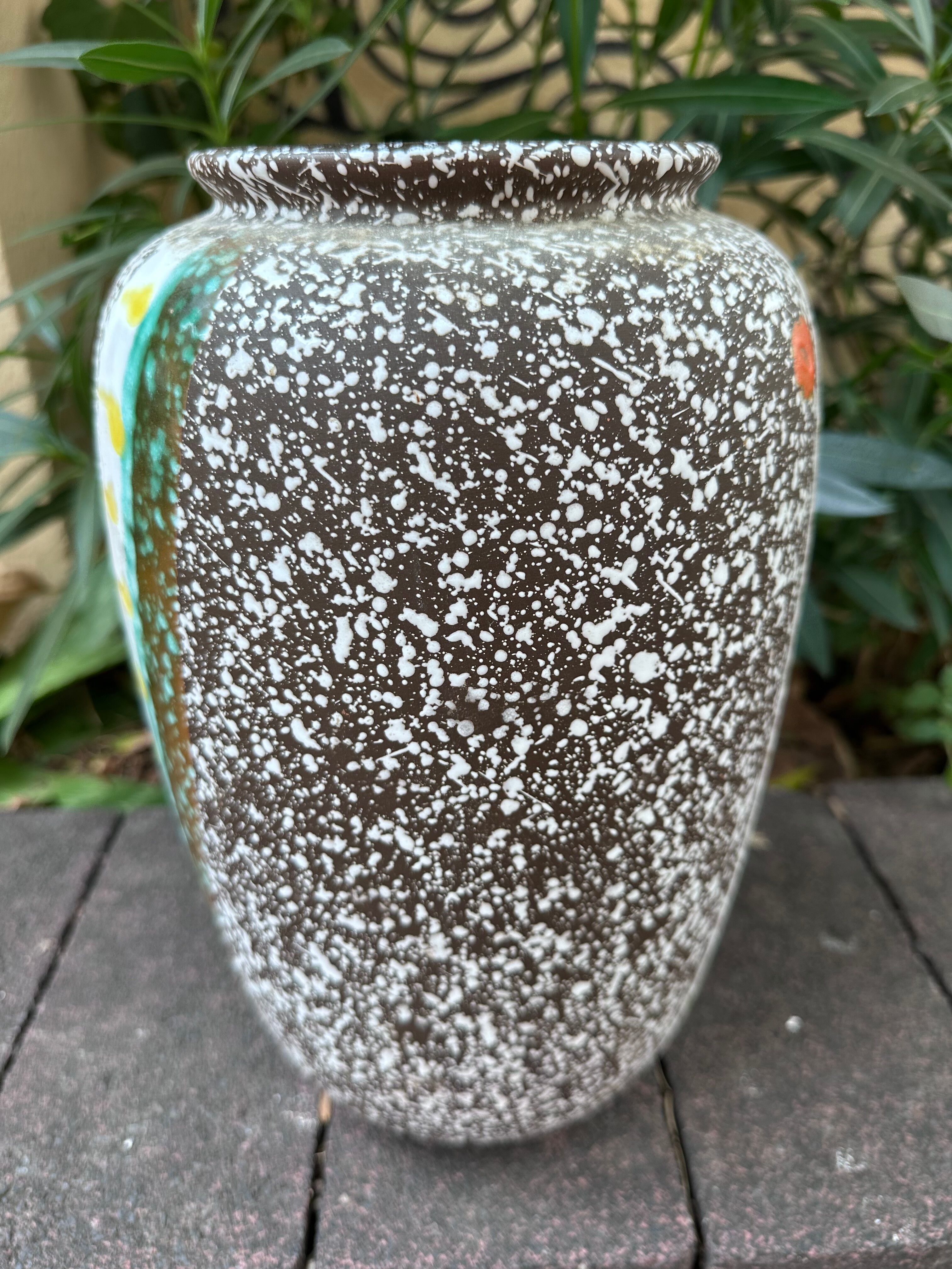 XXL speckled geometric vase signed West Germany 1970