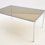 Etienne Fermigier - Dinning table in chrome and smoked glass