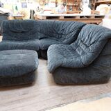 Modular corner sofa, armchairs and vintage Steiner pouf - 80s