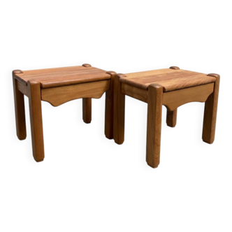 Paire de chevets en orme massif – style Regain / Chapo, années 70