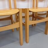 Set of 4 minimalist vintage beechwood chairs from the 80s