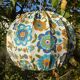 Suspension vintage tissu à fleurs bleues et oranges