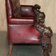 Canapé Chesterfield victorien en cuir avec têtes de lion sculptées