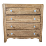 Art Deco chest of drawers in oak and porcelain